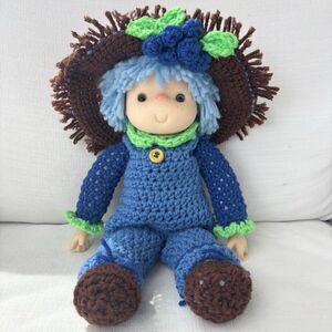 Vintage Doll Ice Cream Face Blueberry Muffin 80s Crochet Clothing Outfit 14”